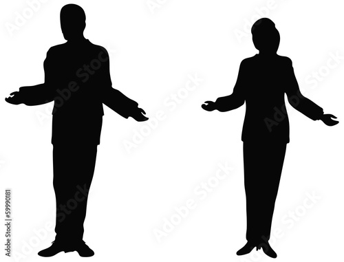 Business people standing up explaining