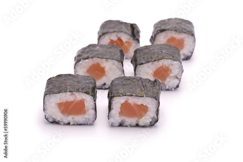 Sushi Roll with Salmon isolated on white