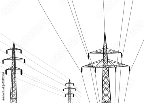 Silhouette Of High-Voltage Power Line