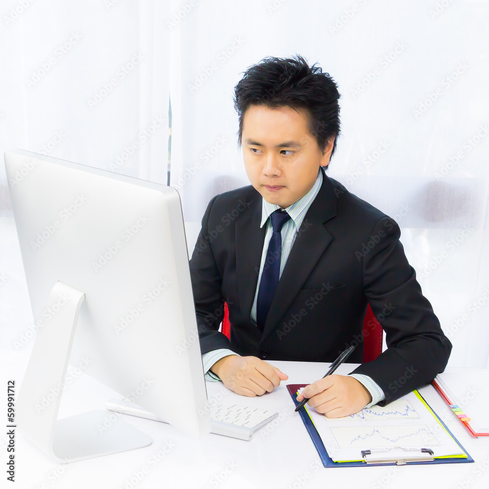 business man working with desktop computer business man working with desktop computer
