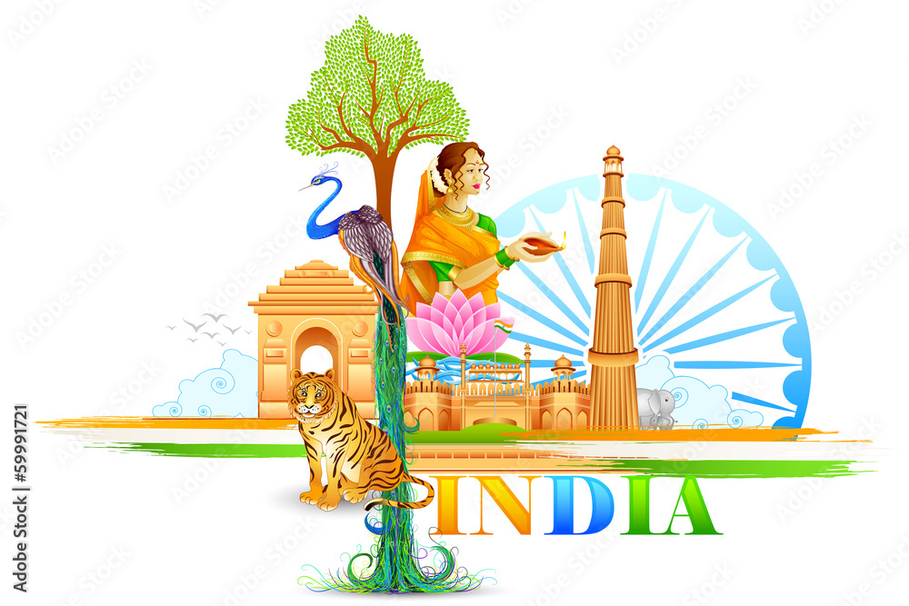 Obraz premium vector illustration of India Wallpaper