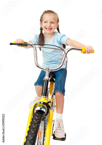 girl on bicycle isolated