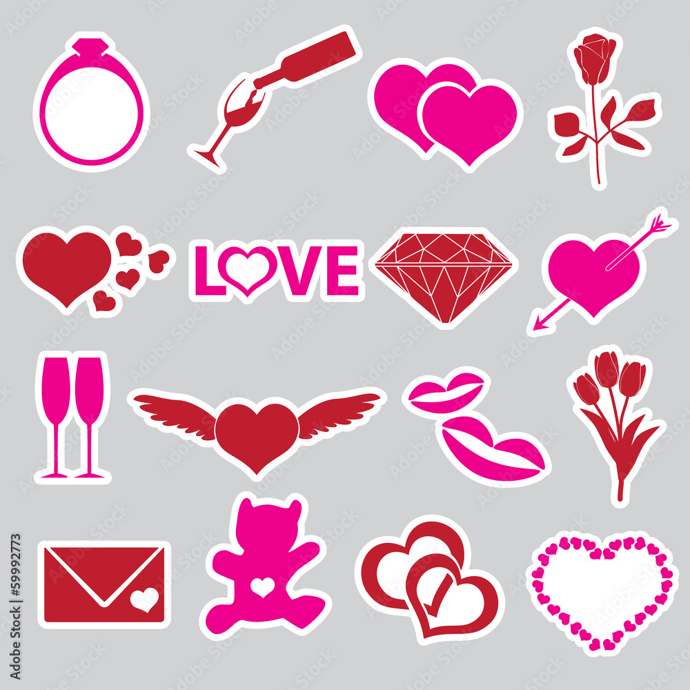 valentine's day and love stickers eps10