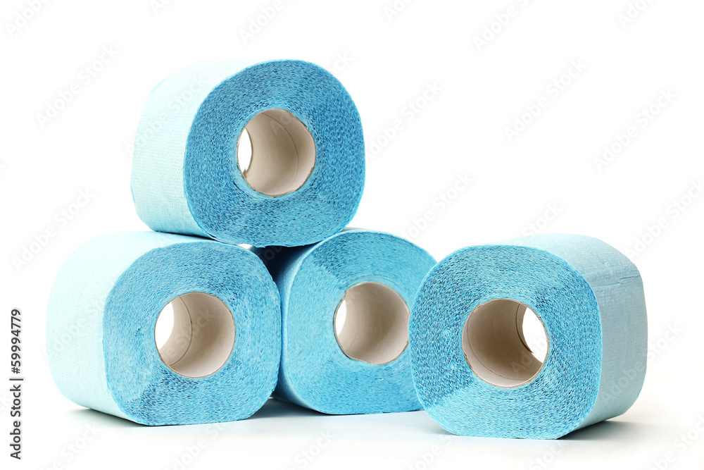 Blue toilet paper rolls Blue toilet paper rolls