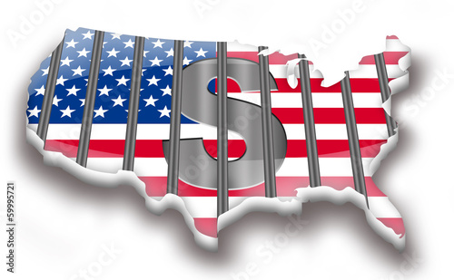 A map of the USA illustrating financial crisis