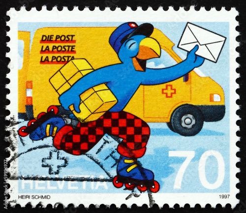 Postage stamp Switzerland 1997 Globi as Postman