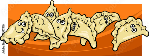 pierogi or dumplings cartoon illustration