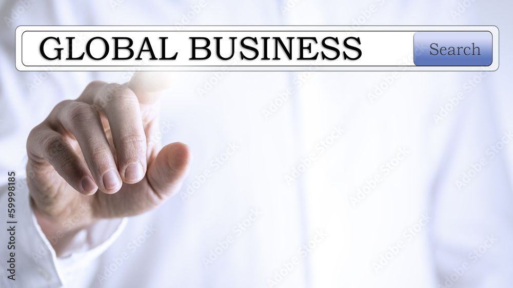 Naklejka premium Global business search bar on a virtual screen