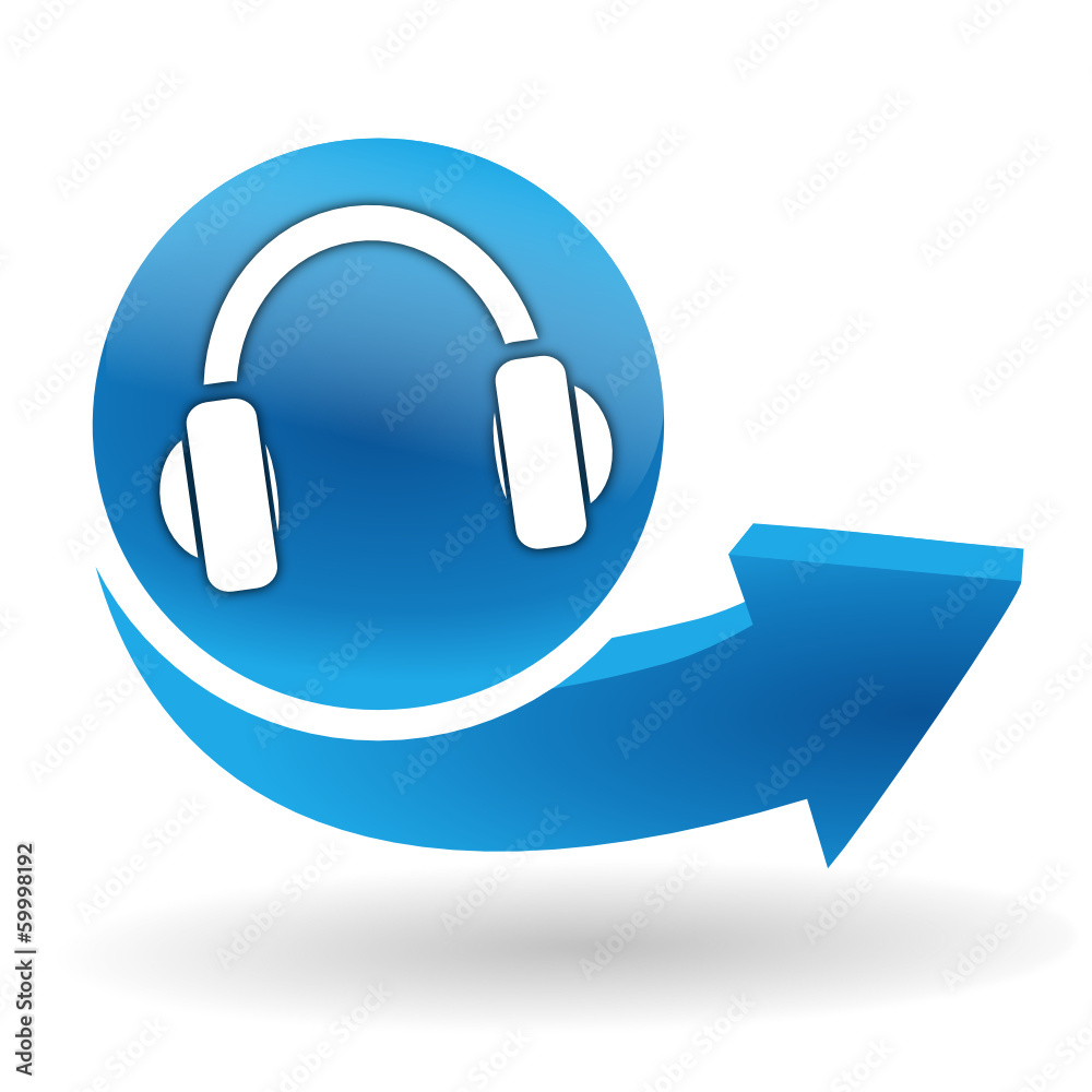 casque audio sur bouton web bleu casque audio sur bouton web bleu