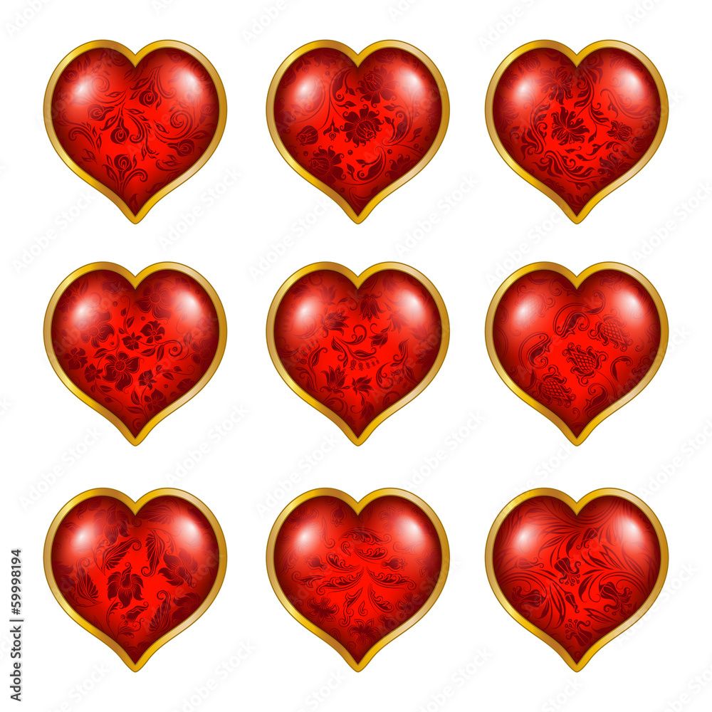Set of floral hearts for design. Set of floral hearts for design.