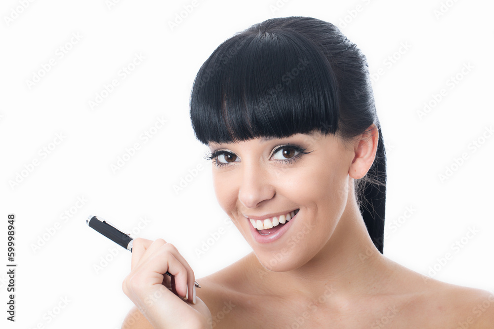 Young Woman Holding a Pen