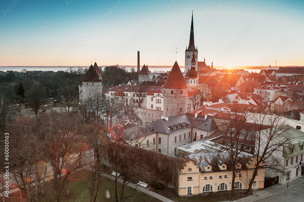 Early morning in old town of Tallinn, Estonia