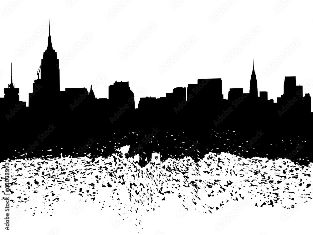 New York skyline grunge silhouette illustration
