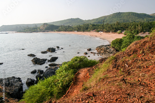 Fotografie view to om beach in india karnataka from a hilltop