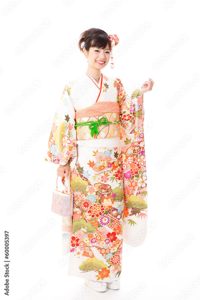 japanese kimono woman on white background japanese kimono woman on white background