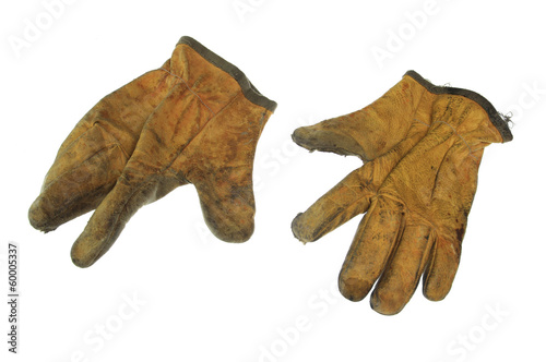 isolated used working gloves