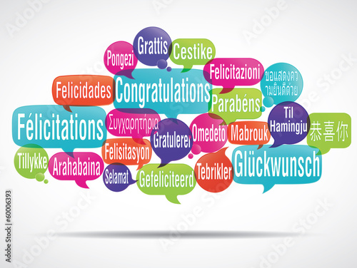 nuage de mots : félicitations (multilangue) cs5