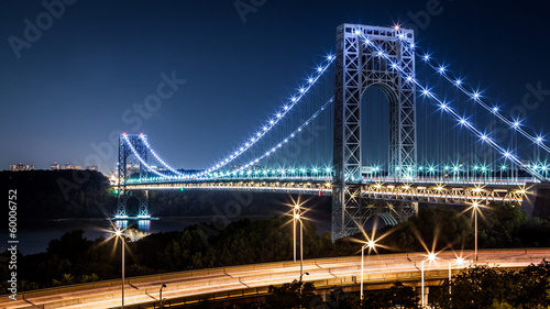 George Washington Bridge by night viewed from Manhattan