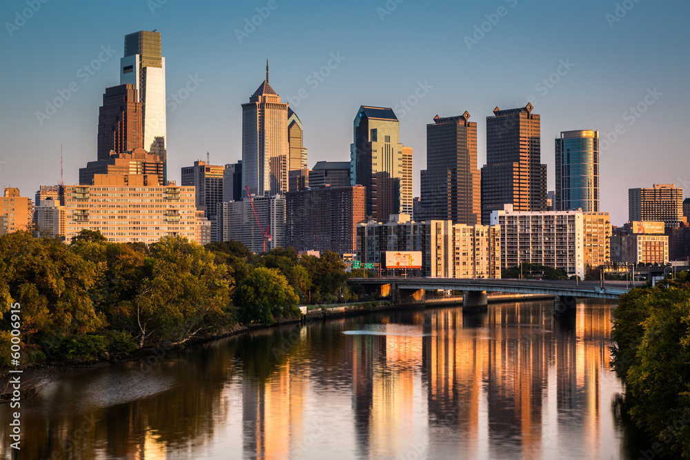 Philadelphia skyline reflected in Schuylkill River Philadelphia skyline reflected in Schuylkill River