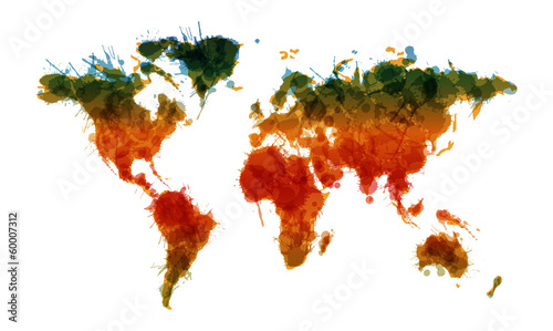 Fotografie, Obraz Grunge world map