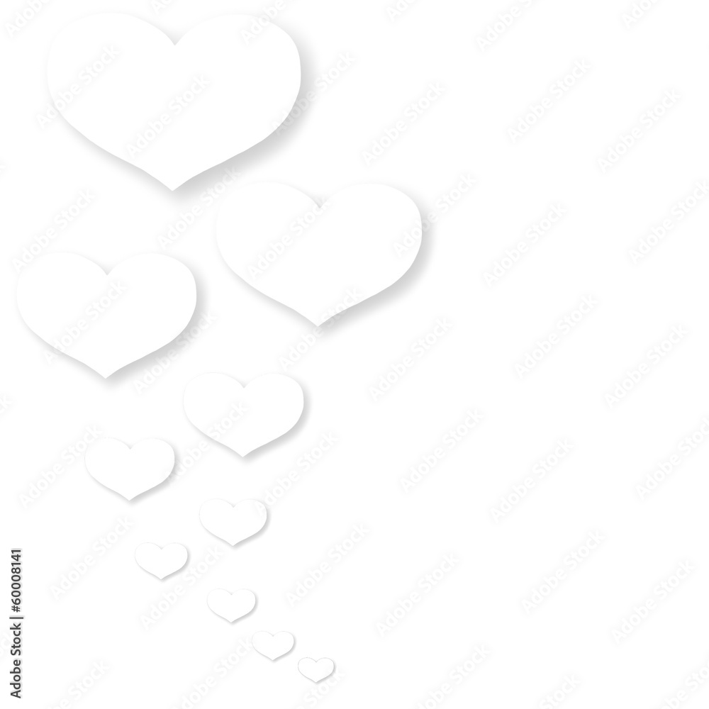 Paper hearts on a white background Paper hearts on a white background