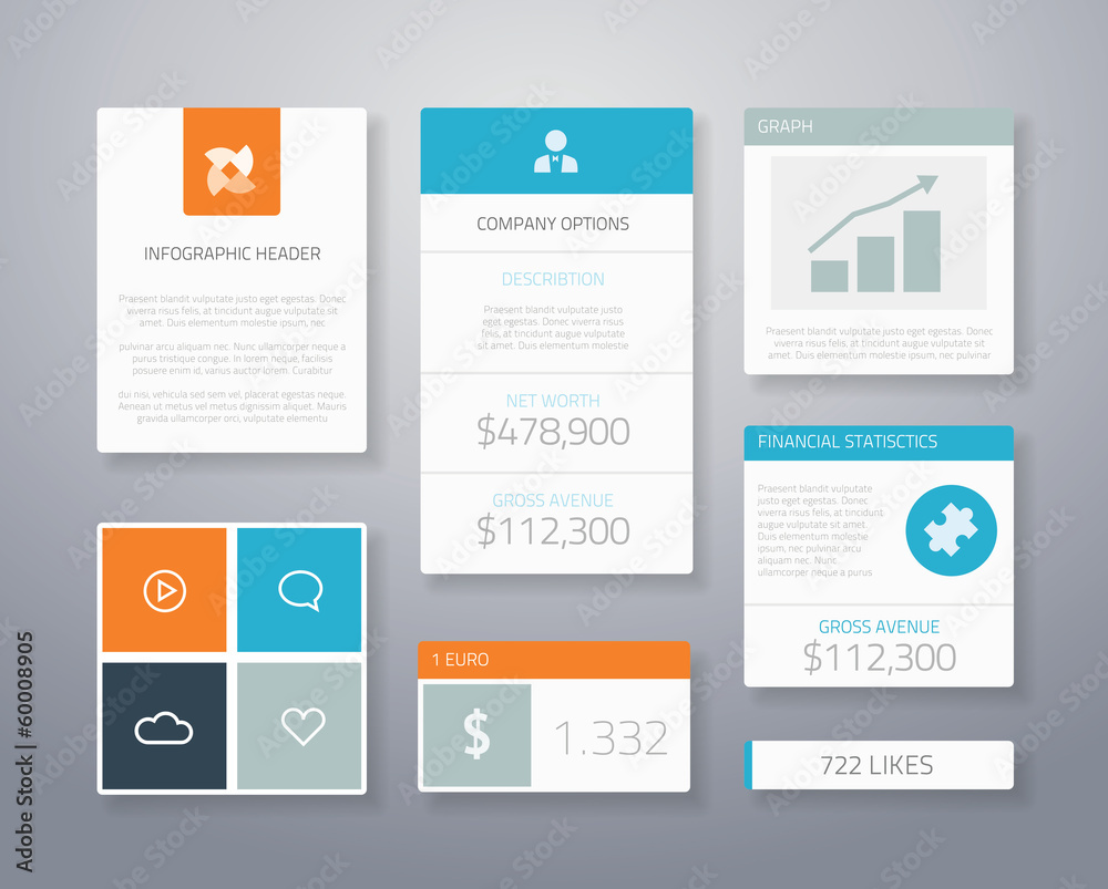 Infographic flat financial ui elements vector illustration Infographic flat financial ui elements vector illustration