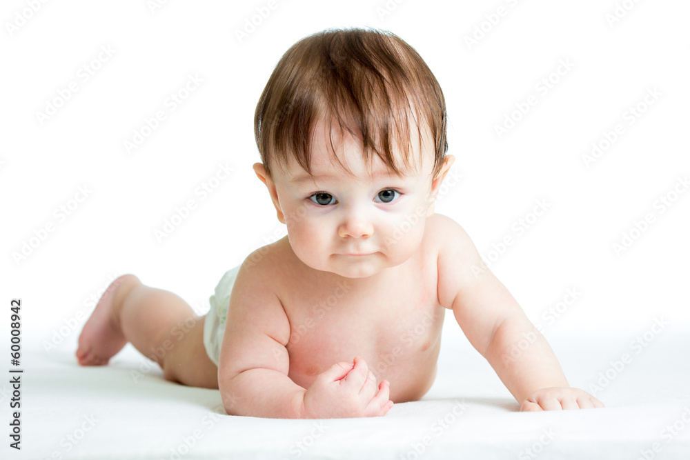 baby boy lying on tummy isolated on white background baby boy lying on tummy isolated on white background