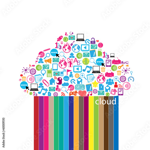 template design with social network icons background ,cloud