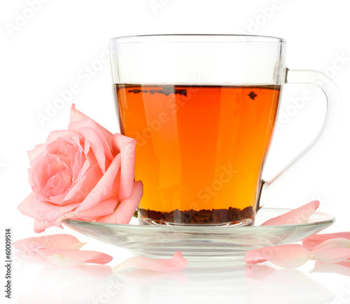 cup of tea with rose isolated on white © Africa Studio