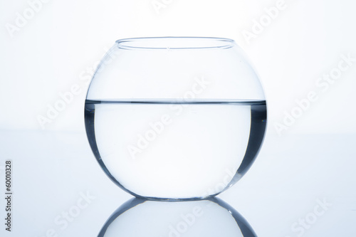 Empty fish bowl with water