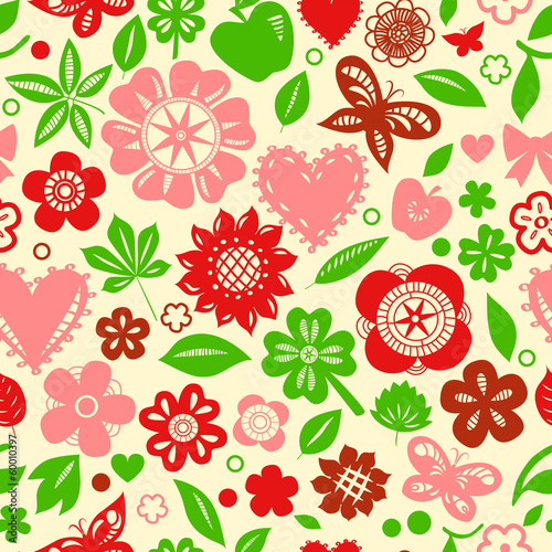 Red and green flowers leave...