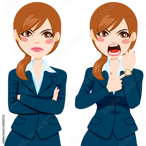 Angry Businesswoman Late Concept