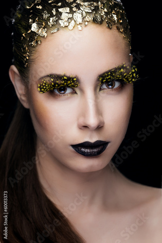 woman with bright makeup