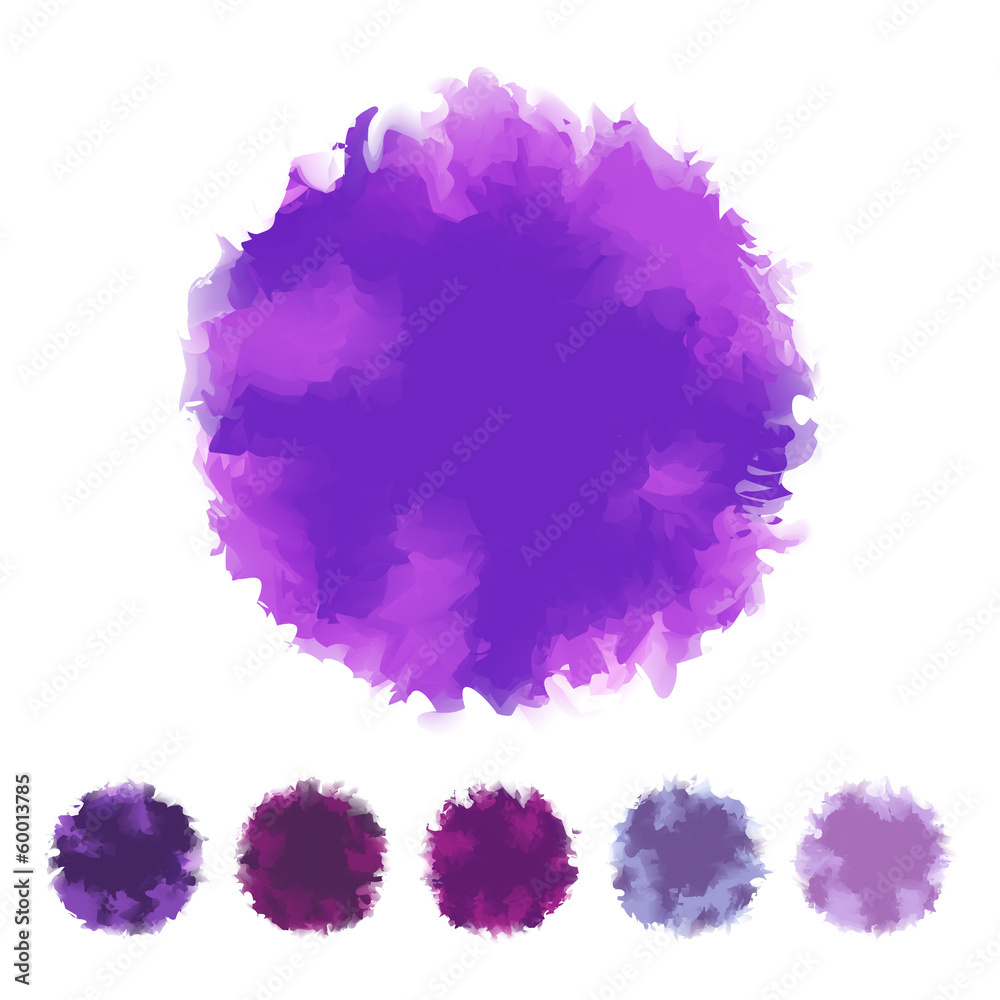 Set of purple water color design for brush, textbox, design