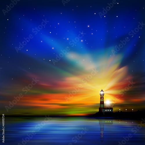 abstract background with silhouette of lighthouse
