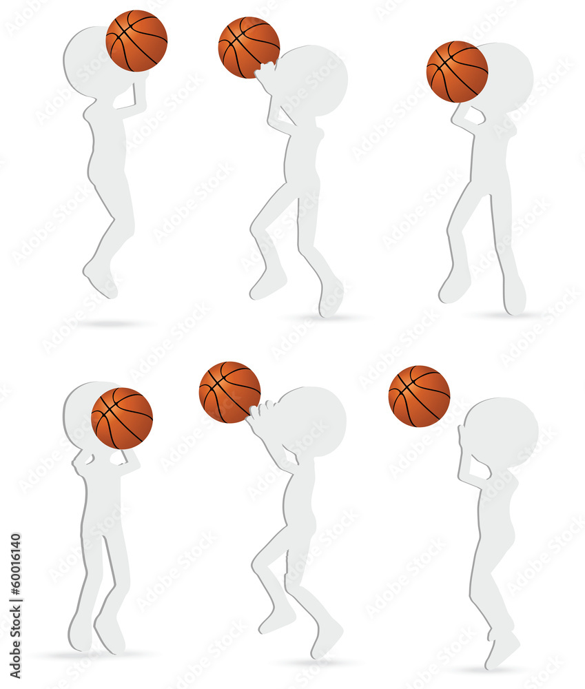 basketball players silhouette collection in shoot position
