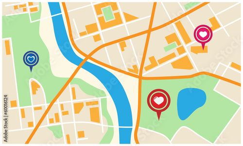 City Map With Valentine Marker