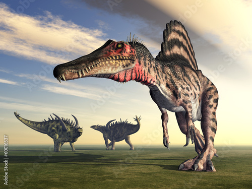Fototapeta Naklejka Na Ścianę i Meble -  Spinosaurus and Gigantspinosaurus