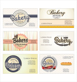 Set of 6 bakery retro business card templates