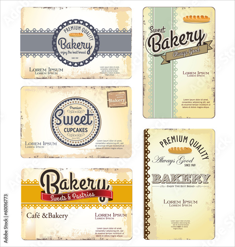 Set of 5 bakery retro business card templates