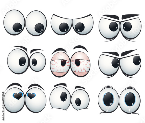 Cartoon expression eyes with different views photo