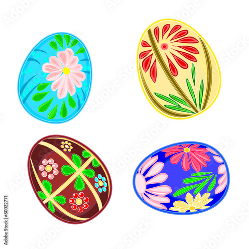 Easter eggs with floral pattern