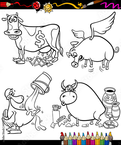 Sayings Cartoon Set for coloring book