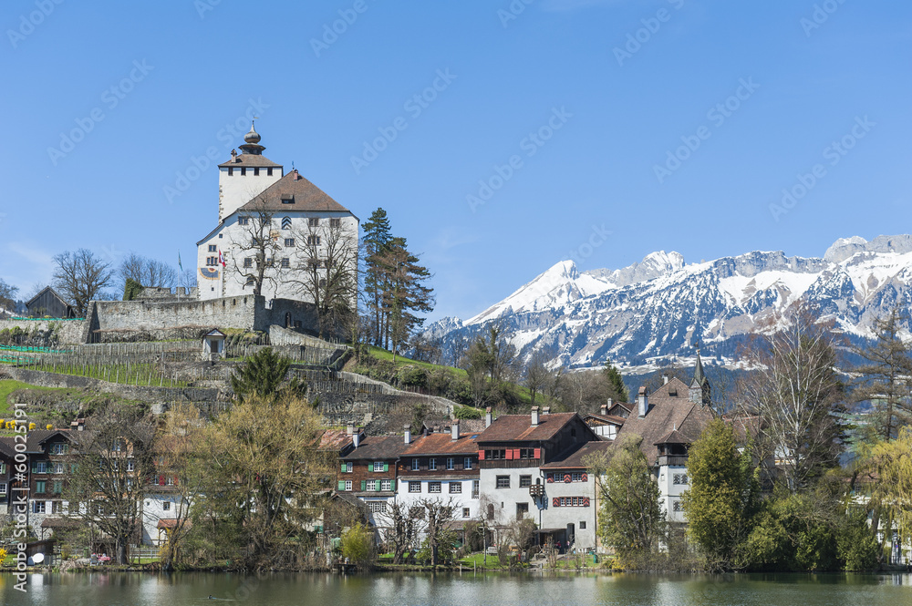 Buchs, Altstadt, Schloss, Werdenberg, Schweizer Alpen, Schweiz