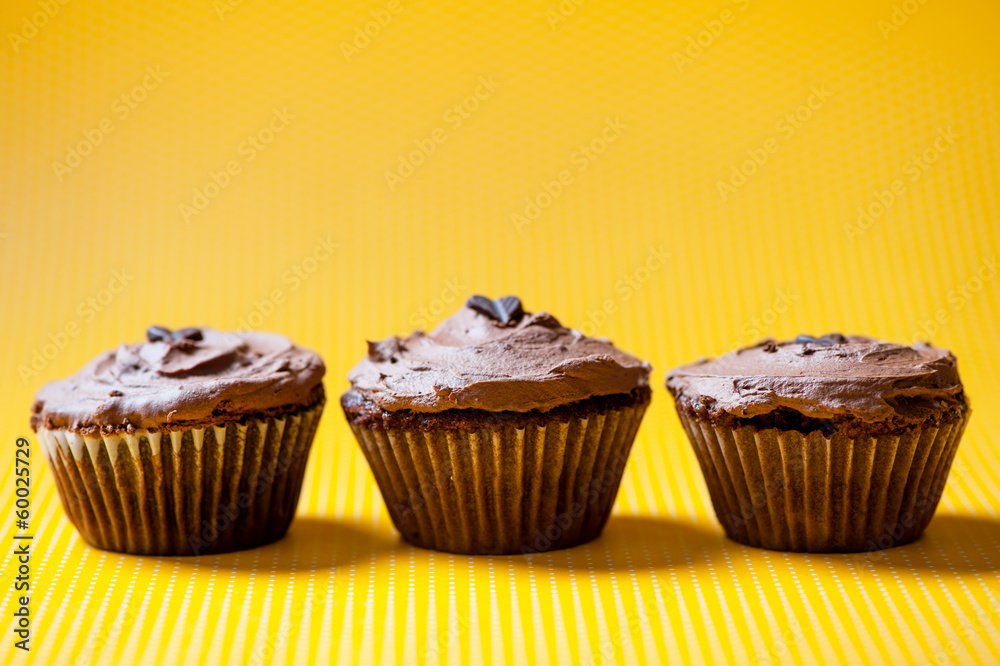 three chocolate velvet cupcakes with dark chocolate ice cream three chocolate velvet cupcakes with dark chocolate ice cream