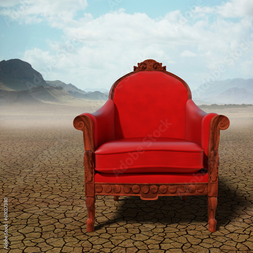 Red armchair in the desert