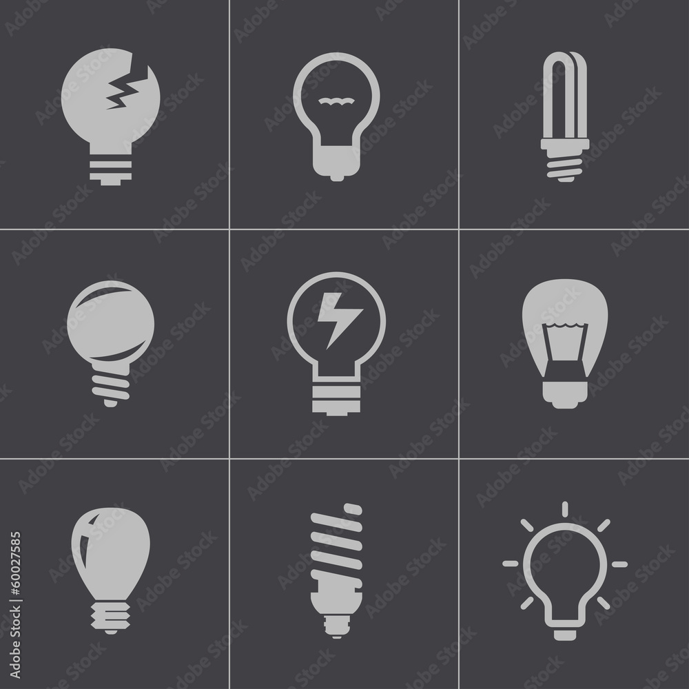 Vector black bulbs icons set Vector black bulbs icons set