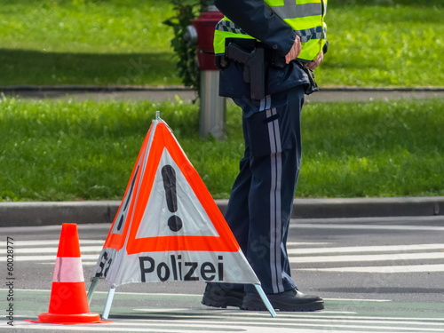 Polizei Einsatz. Straßensperre photo