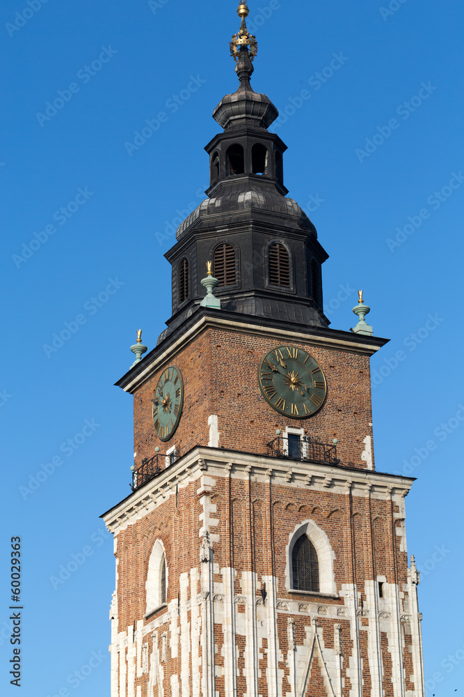 Town hall tower on main square of Cracow