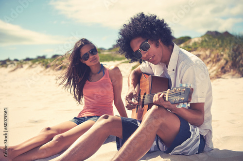 guitar beach couple